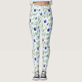 Leggings Women - Blue Flowers Pattern (Vorderseite)