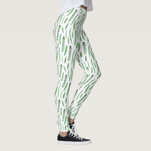 Leggings Women - Green Leaves Pattern (Rechts)