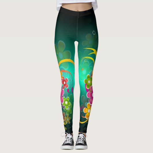 Leggings Yoga Pants, Grüner Individuelle Name (Vorderseite)