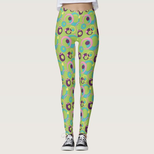 Leggings zu Funky Green Circles (Vorderseite)