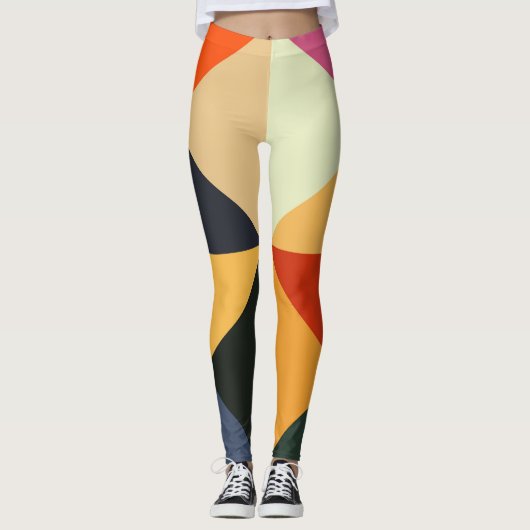 Leggings zu geometrischen Formen in Farbblöcken (Vorderseite)