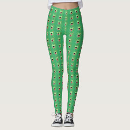 Leggings zum Design von Green Frosch und Feuerwerk