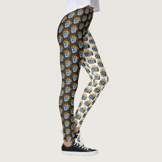 Leggings zum Überdrucken von Computerfeuern (Rechts)