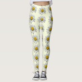 Leggings zur Blume Floral weiß und gelb (Vorderseite)