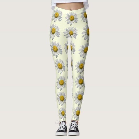 Leggings zur Blume Floral weiß und gelb (Vorderseite)