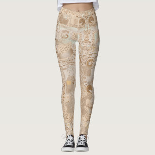 Leggins Beige Funky Artistic Alternative Pattern