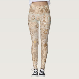 Leggins Beige Funky Artistic Alternative Pattern