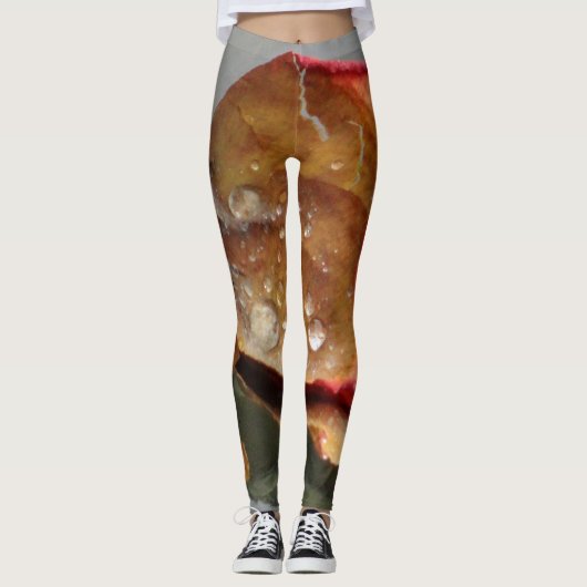 Leggins Rose Blütenblatt mit Wassertropfen (Vorderseite)