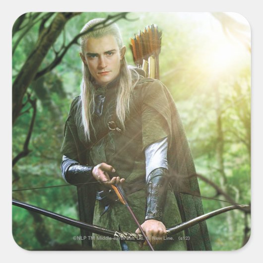 LEGOLAS GREENLEAF™ mit Bogen Quadratischer Aufkleber (Vorderseite)