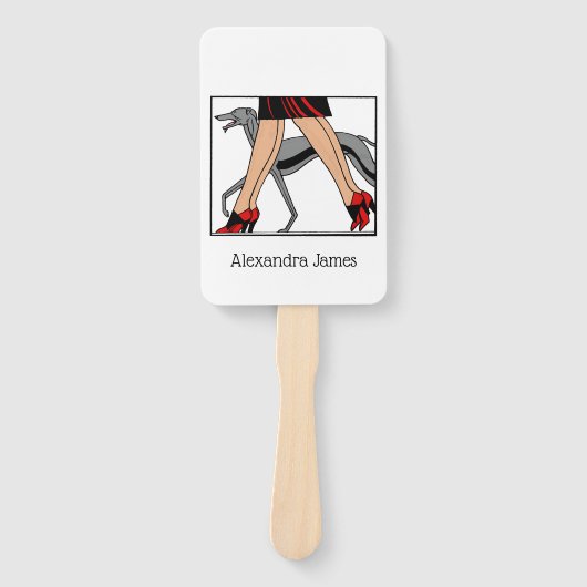 Legs Art Deco Women Greyhound Whippet Dog R Fächer (Vorderseite)