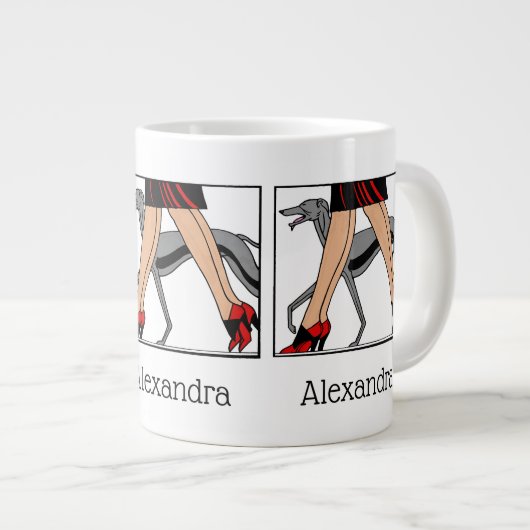 Legs Art Deco Women Greyhound Whippet Dog R Jumbo-Tasse (Vorderseite Rechts)