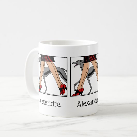 Legs Art Deco Women Greyhound Whippet Dog R Kaffeetasse (Vorderseite Links)
