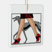 Legs Art Deco Women Greyhound Whippet Dog R Keramikornament (Rechts)