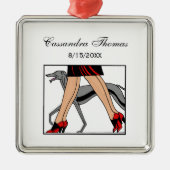 Legs Art Deco Women Greyhound Whippet Dog R Ornament Aus Metall (Vorne)