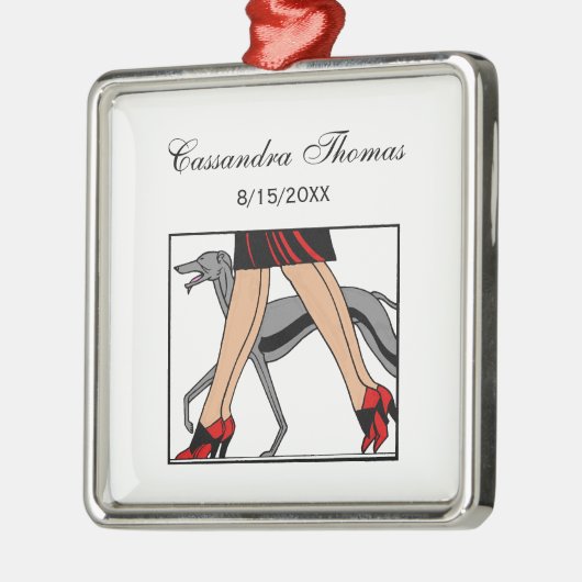 Legs Art Deco Women Greyhound Whippet Dog R Ornament Aus Metall (Links)