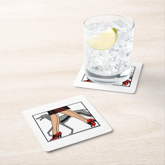 Legs Art Deco Women Greyhound Whippet Dog R Rechteckiger Pappuntersetzer (Vor Ort)