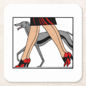 Legs Art Deco Women Greyhound Whippet Dog R Rechteckiger Pappuntersetzer (Vorderseite)
