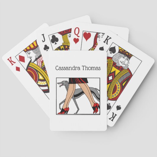 Legs Art Deco Women Greyhound Whippet Dog R Spielkarten (Rückseite)