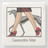 Legs Art Deco Women Greyhound Whippet Dog R Steinuntersetzer (Vorderseite)