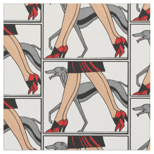 Legs Art Deco Women Greyhound Whippet Dog R Stoff