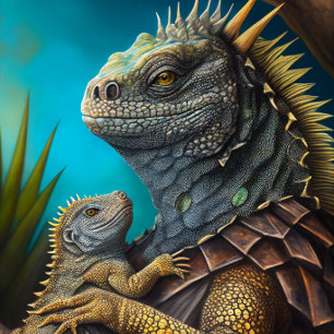 Leguan-Daddy und Baby-Schlips Krawatte