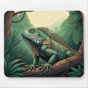 Leguan-Echse inmitten einer tropischen Dschungelku Mousepad