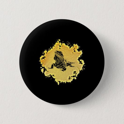 Leguan-Echsen-Motiv-Terrarium-Reptil-Bunt-Echse Button (Vorderseite)