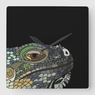 Leguan Eidechse Tier Leguan Quadratische Wanduhr