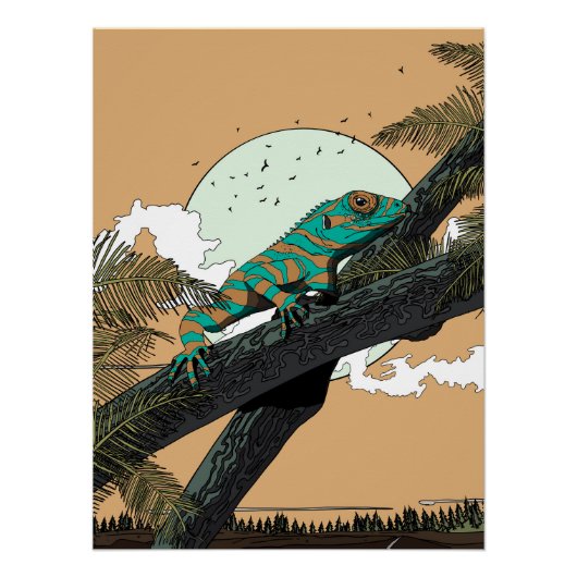 Leguan im Dschungel Poster (Vorderseite)