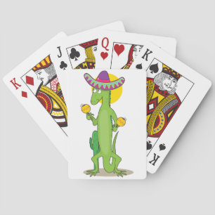 Leguan in ein Sombrero-Spielkarten Spielkarten