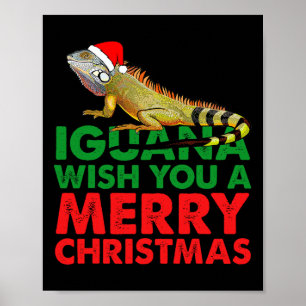 Leguan wünscht dir ein frohes Weihnachten Lustiger Poster