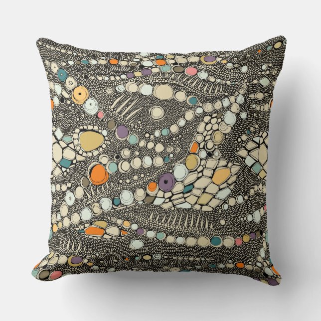 Leguanenhaut, schwarzer Pop Kissen (Vorderseite)