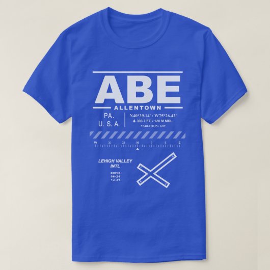 Lehigh Valley International Airport ABE T-Shirt (Design vorne)