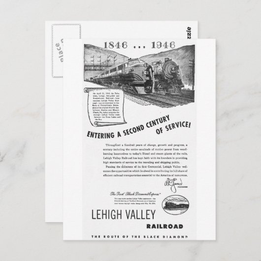 Lehigh Valley Railroad-A Second Century Service Postkarte (Vorne/Hinten)