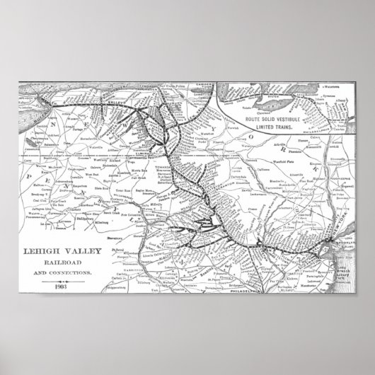 Lehigh Valley Railroad Map 1903 Poster (Vorne)