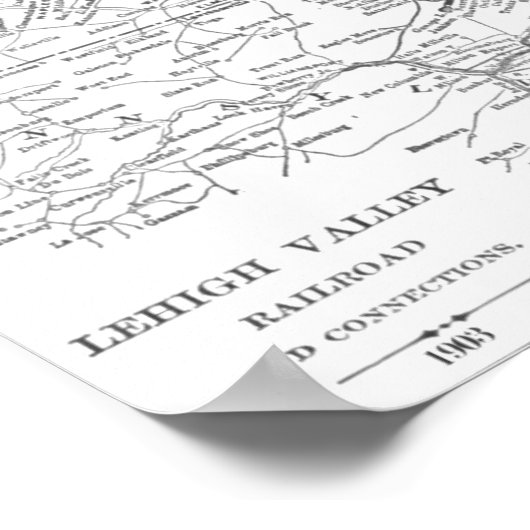 Lehigh Valley Railroad Map 1903 Poster (Ecke)