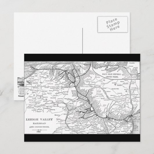 Lehigh Valley Railroad Map 1903 Postkarte (Vorne/Hinten)