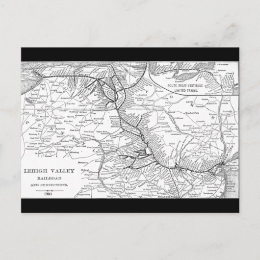 Lehigh Valley Railroad Map 1903 Postkarte (Vorderseite)