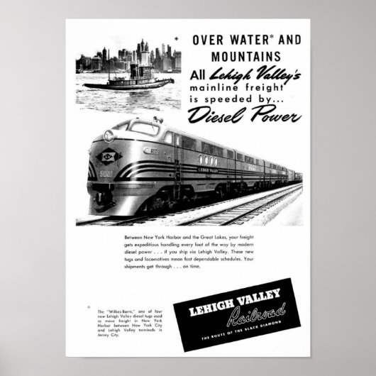 Lehigh Valley Railroad - Neuer Diesel-Power 1950 Poster (Vorne)