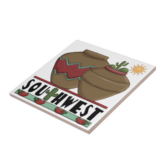 Lehm-Tonwaren, Kaktus-Pflanzen, Chilis - Südwesten Fliese (Seite)