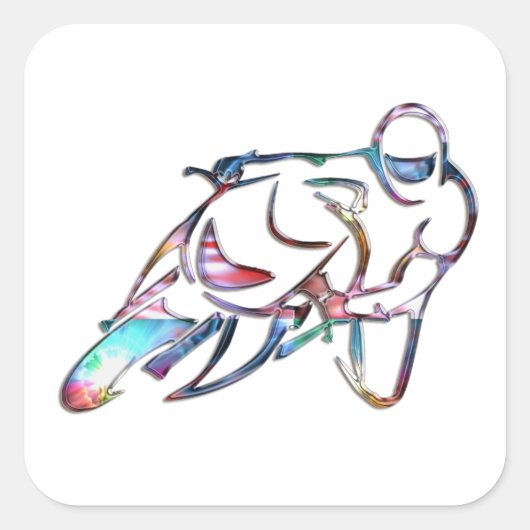 Lehnen in den Kurven-Regenbogen metallisch Quadratischer Aufkleber (Vorderseite)