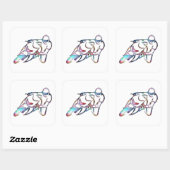 Lehnen in den Kurven-Regenbogen metallisch Quadratischer Aufkleber (Blatt)