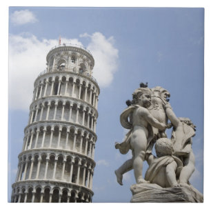 Lehnender Turm von Pisa und von Statue, Italien Fliese