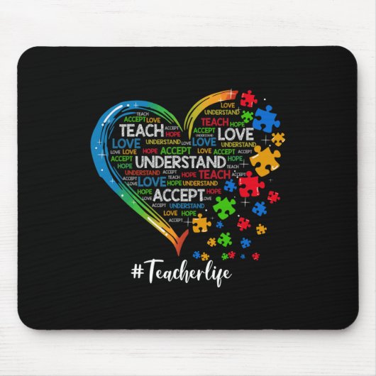 Lehre Akzeptanz Liebe Lehrer Herzautismus Mousepad (Vorne)