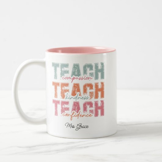 Lehre Barmherzigkeit, Personalisierte Lehrerin Zweifarbige Tasse (Links)