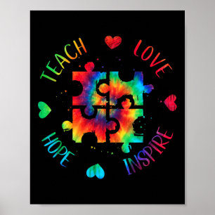 Lehre Hoffnung Liebe Inspirieren Autismus-Bewussts Poster