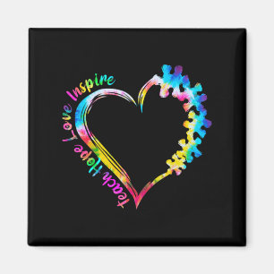 Lehre Hoffnung Liebe Inspirieren Tie Dye Autismus- Magnet