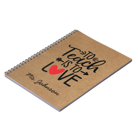 Lehre ist Liebe | Personalisierter Lehrer Notizblock (Linke Seite)