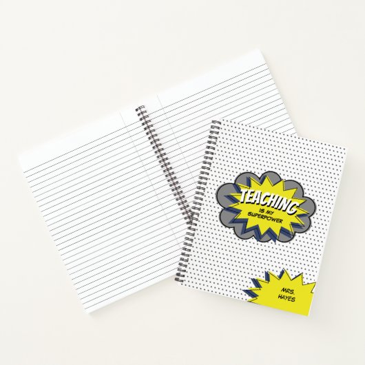 Lehre ist mein Supermacht Helden Lehrer Blau Gelb Notizblock (Innenseite)