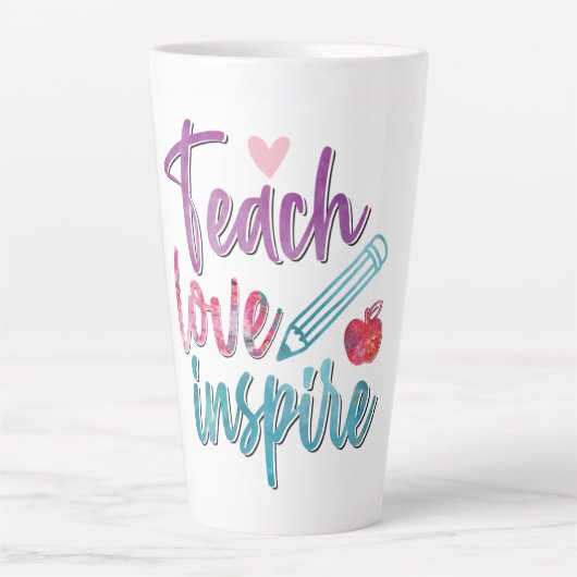 Lehre! Liebe. Inspirier. Das Herz jedes Klassenzim Milchtasse (Vorderseite)